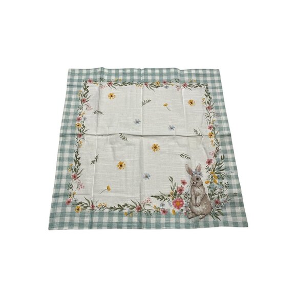 Tahari Home‎ Cloth Napkins Easter Dinner Holiday Green Plaid Bunny Floral Set 8 - Picture 11 of 11